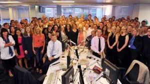 Staff at the News Of The World join together for a final team photo