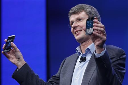 RIM President and CEO Heins introduces new RIM Blackberry 10 devices during their launch in New York