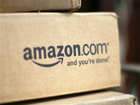 File of a box from Amazon.com is pictured on the porch of a house in Golden