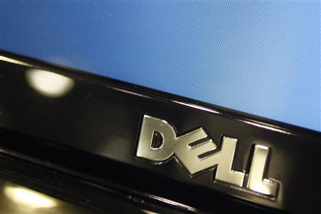A Dell computer logo is seen on a laptop at Best Buy in Phoenix,