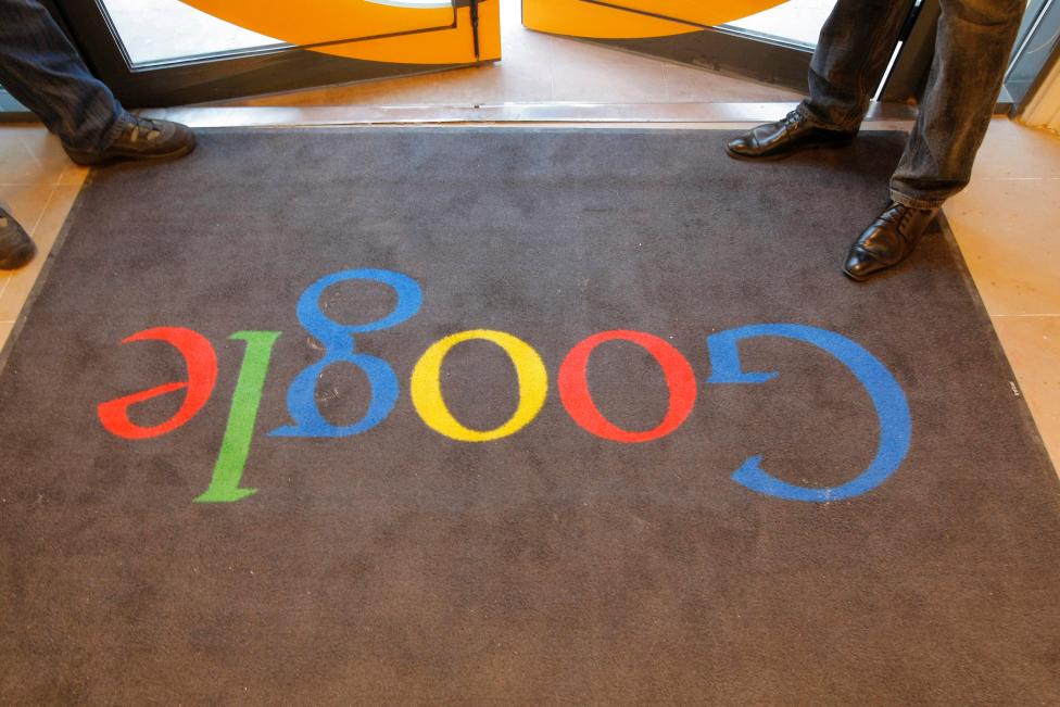 A Google carpet is seen at the entrance of the new headquarters of Google France before its official inauguration in Paris, France December 6, 2011. REUTERS/Jacques Brinon #thenewscompany