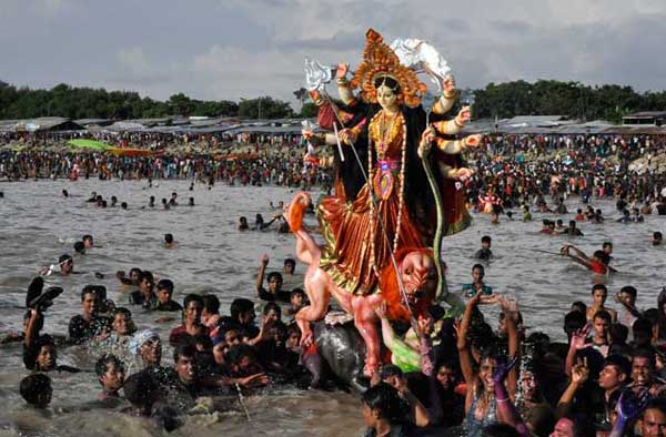 Durga Puja ends with immersion of Goddess idols