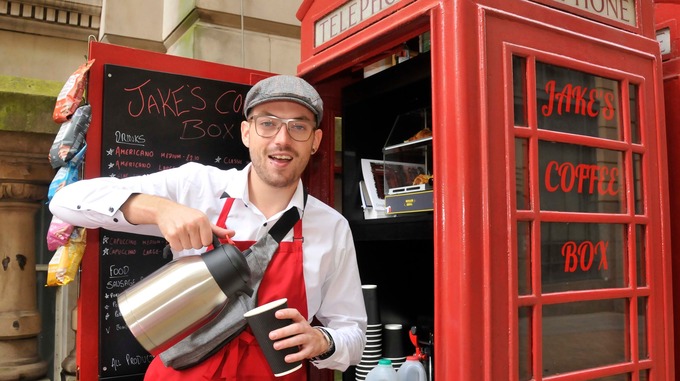 Phone box in Birmingham transformed into a coffee shop